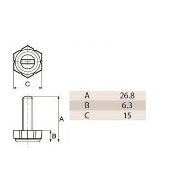ALFA kojelė M6, šešiakampė 1 ALFA kojelė M6, šešiakampė 1