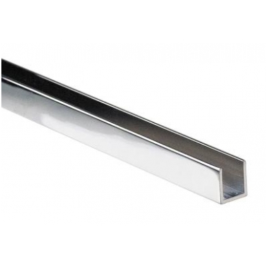 Aliuminio U-profilis 6 mm stiklui, 2,3m, chromas