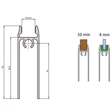Apatinis profilis HORIZONTAS 10/4 mm L-3 m