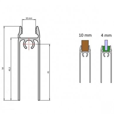Apatinis profilis HORIZONTAS 10/4 mm L- 4,05 m 1