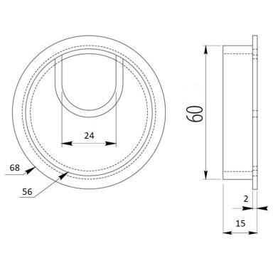 Dangtelis laidams metalinis su šepetėliu ø60 mm