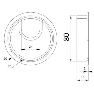 Dangtelis laidams metalinis su šepetėliu ø80 mm 1