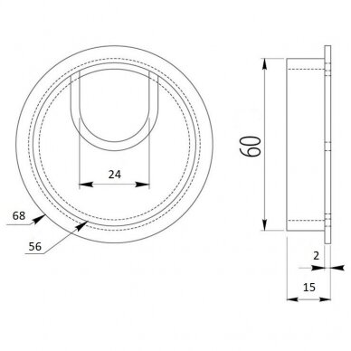 Dangtelis laidams metalinis su šepetėliu ø60 mm 1