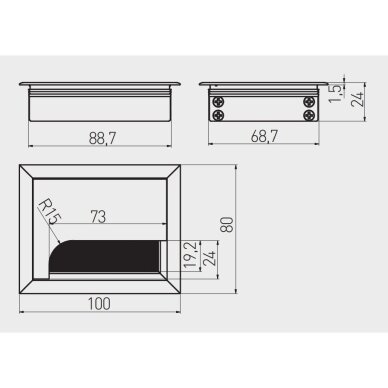 Įvadas laidams metalinis su šepetėliu MERIDA 80x100 mm, aliuminis 2