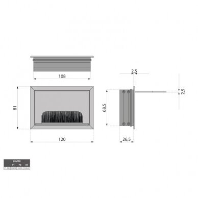 Įvadas laidams metalinis su šepetėliu MERIDA 80x120 mm 2