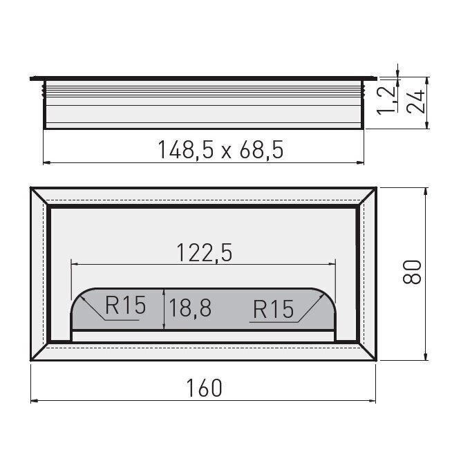 Įvadas laidams metalinis su šepetėliu MERIDA 80x160 mm, juodas 1 Įvadas laidams metalinis su šepetėliu MERIDA 80x160 mm, juodas 1