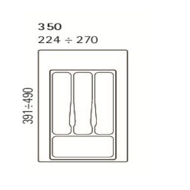 Stalo įrankių dėklas į stalčių 350 mm, pilkas