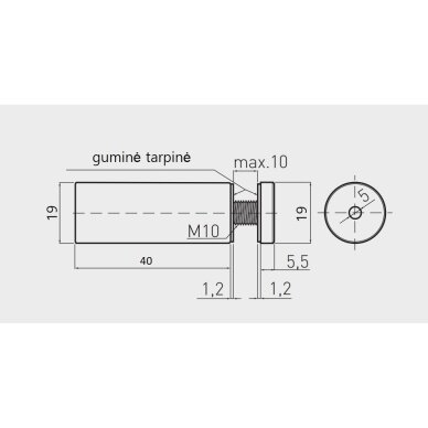 Distancinis stiklo laikiklis ø19 mm, inox 1