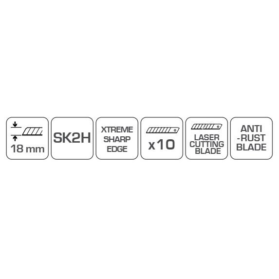 Geležtės laužomos 18 mm SK2H, 10 vnt., juodas 2 Geležtės laužomos 18 mm SK2H, 10 vnt., juodas 2