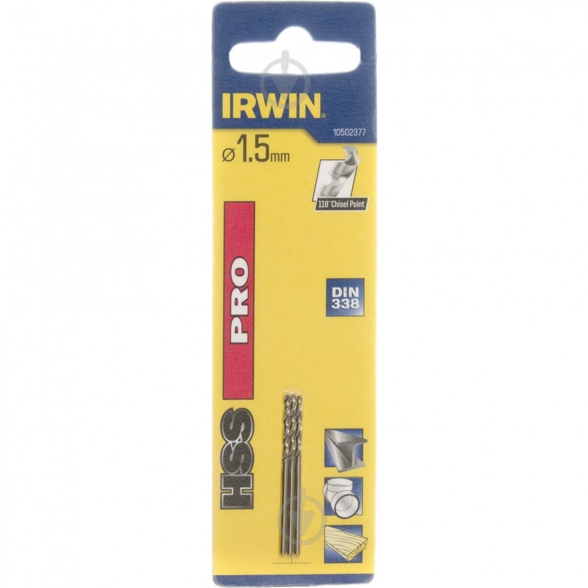 Grąžtas metalui IRWIN HSS PRO 1,5 mm (3vnt.)