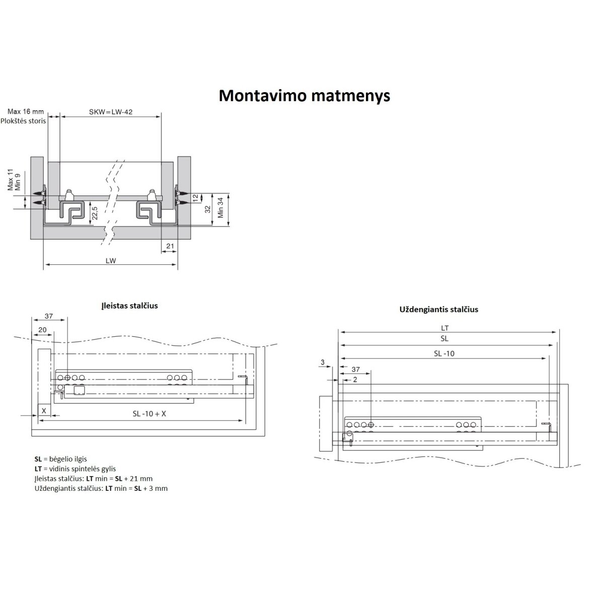 Guoliniai bėgeliai greito išėmimo su pritraukėju, L-300mm, cinkas 1 Guoliniai bėgeliai greito išėmimo su pritraukėju, L-300mm, cinkas 1