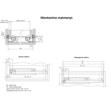 Guoliniai bėgeliai greito išėmimo su pritraukėju, L-300mm, cinkas 1 Guoliniai bėgeliai greito išėmimo su pritraukėju, L-300mm, cinkas 1