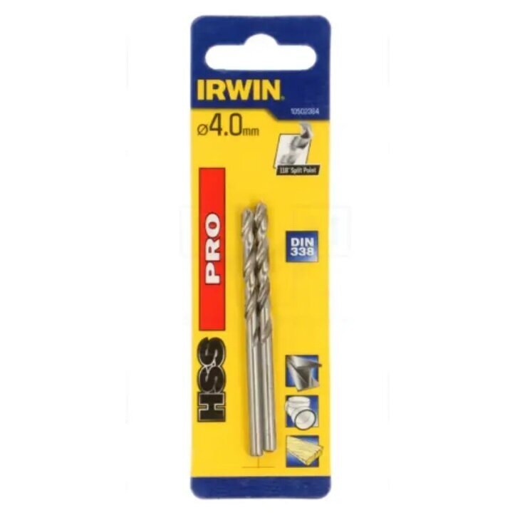 Grąžtas metalui IRWIN HSS PRO 4.0 mm (2 vnt.) Grąžtas metalui IRWIN HSS PRO 4.0 mm (2 vnt.)