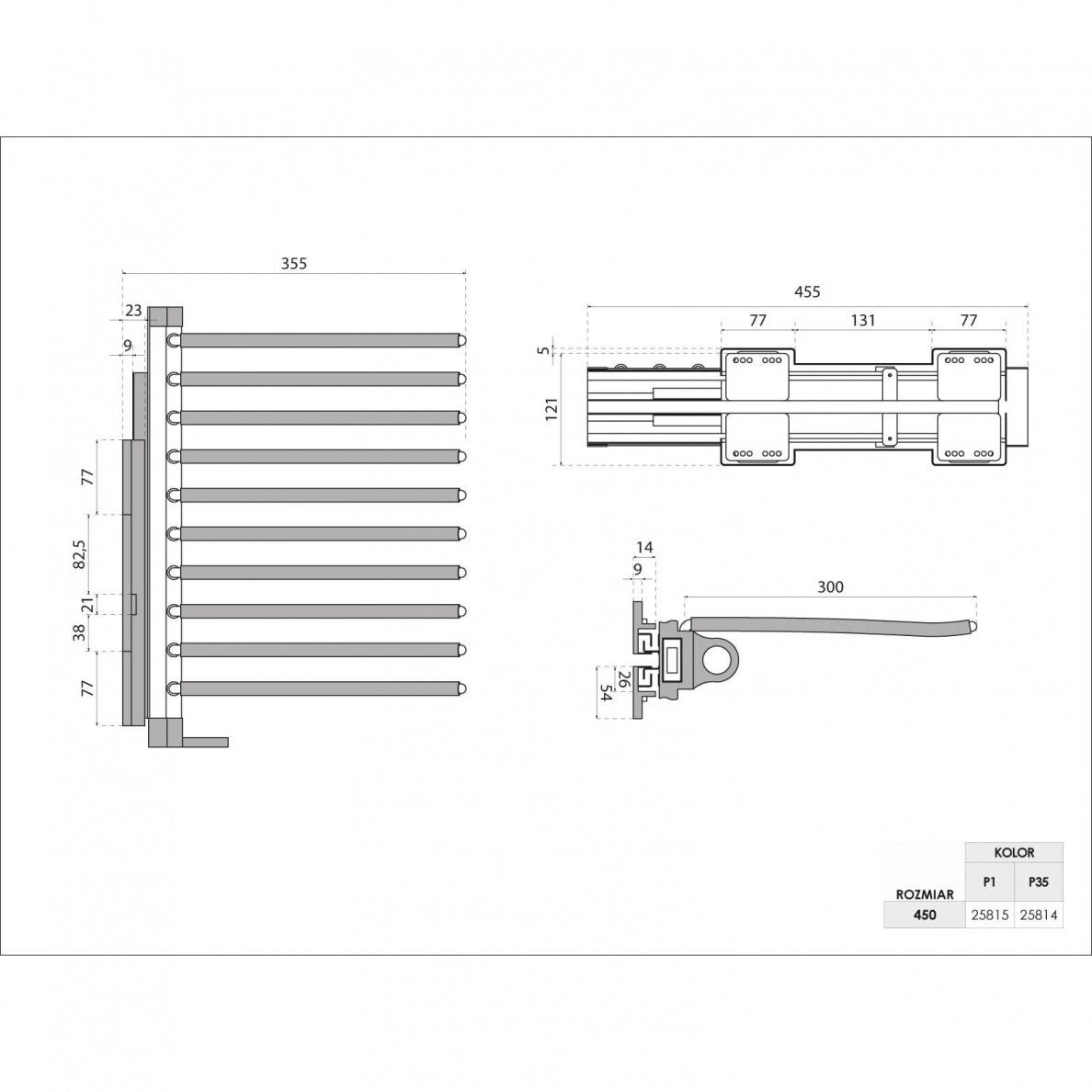 Ištraukiama kelnių kabykla SYMPHONY WB-667, L-450, balta 4 Ištraukiama kelnių kabykla SYMPHONY WB-667, L-450, balta 4