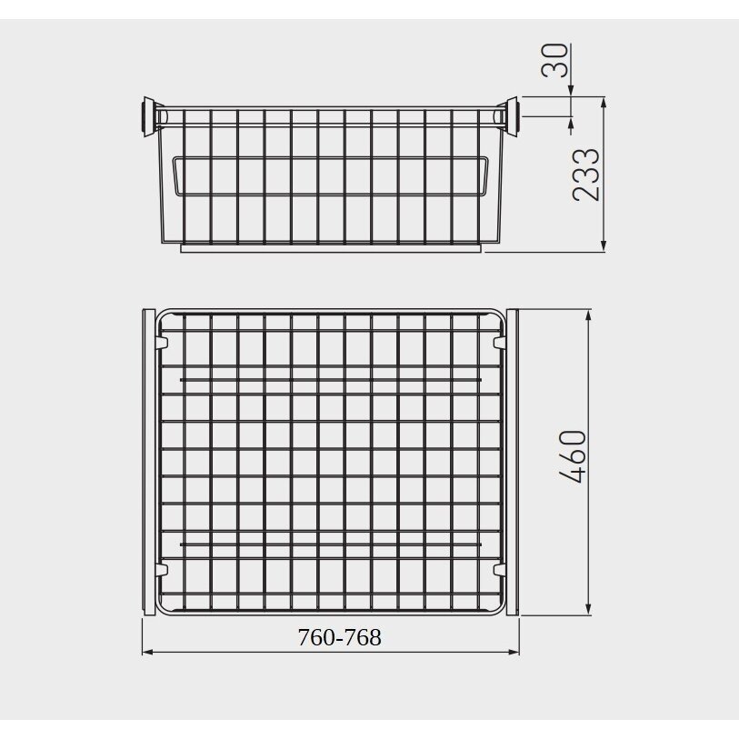 Ištraukiamas krepšys spintai SMART 800 mm, H.45 mm (bėgeliai užsakomi atskirai), pilka 2