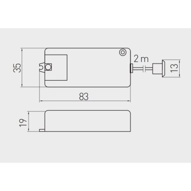 Bekontaktis jungiklis, 1 režimo, maks. 500 W, AC 110–240 V, IP20 1 Bekontaktis jungiklis, 1 režimo, maks. 500 W, AC 110–240 V, IP20 1