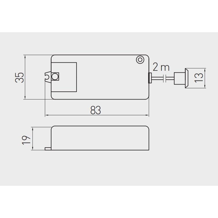 Bekontaktis jungiklis, 1 režimo, maks. 500 W, AC 110–240 V, IP20 1 Bekontaktis jungiklis, 1 režimo, maks. 500 W, AC 110–240 V, IP20 1