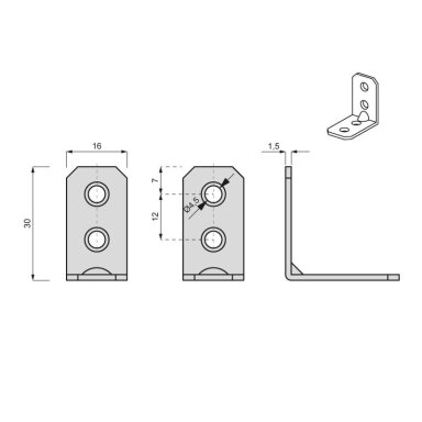 Kampukas metalinis 30x30x16x1,5, KN-642
