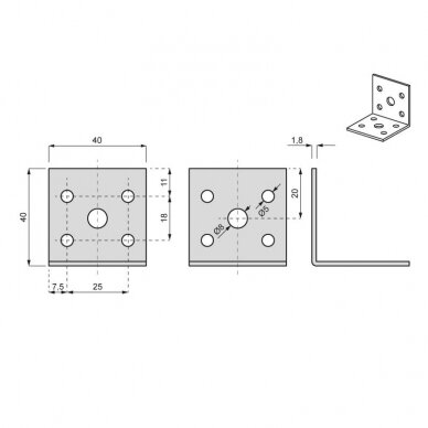 Kampukas metalinis 40x40x40x1,8 1