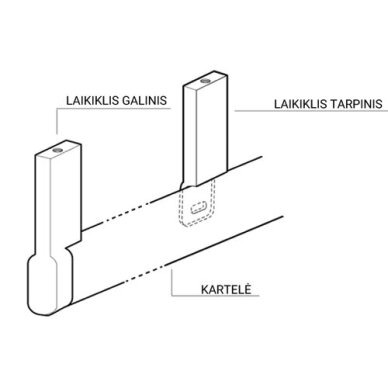 Kartelės 15x30 laikiklis tarpinis H-62,5 mm, antracitas 2
