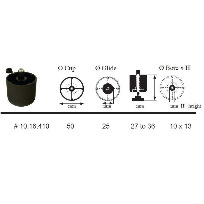 Kojelė juoda ø50 mm, H.27 mm 1 Kojelė juoda ø50 mm, H.27 mm 1