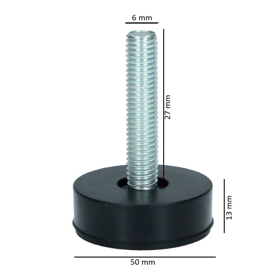 Kojele M10, ø50x40 mm, juoda 1 Kojele M10, ø50x40 mm, juoda 1