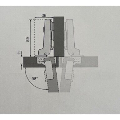Lankstas hidraulinis pusinis CS-08 su plokštelė H-0.
