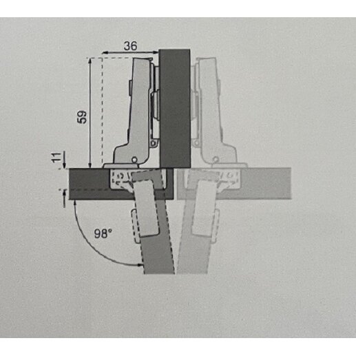 Lankstas hidraulinis pusinis CS-08 su plokštelė H-0. 1 Lankstas hidraulinis pusinis CS-08 su plokštelė H-0. 1