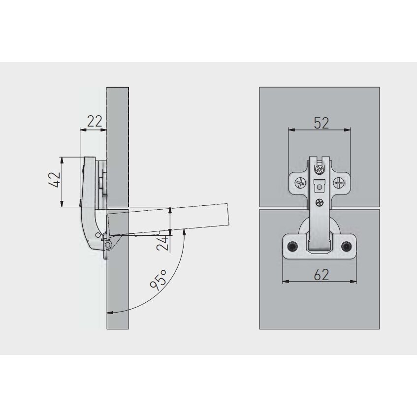 Lankstas ø35 mm, 90° su plokštelė H=2 1 Lankstas ø35 mm, 90° su plokštelė H=2 1