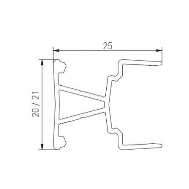 LED GLAX MINI profilis pertvarai 18 mm, dvipusis, siauras L-3 m, aliuminis 3 LED GLAX MINI profilis pertvarai 18 mm, dvipusis, siauras L-3 m, aliuminis 3