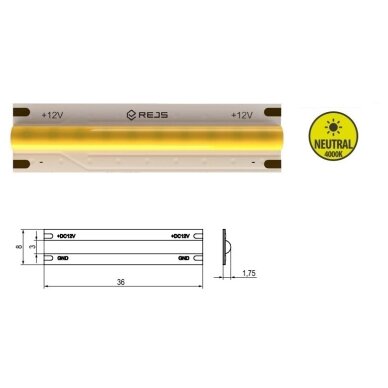 LED juosta 10W, 12V, 480 lemp., neutrali, 5m 1