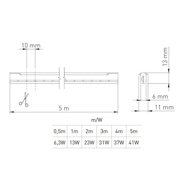LED juosta NEON FLEX T 13W/m, 12V, 5 m, 100 lemp/m, atspari vandeniui, neutrali balta 4 LED juosta NEON FLEX T 13W/m, 12V, 5 m, 100 lemp/m, atspari vandeniui, neutrali balta 4