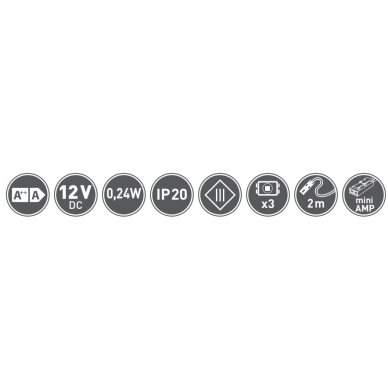 LED klipsas stiklui 8 mm, šaltai balta 2 LED klipsas stiklui 8 mm, šaltai balta 2