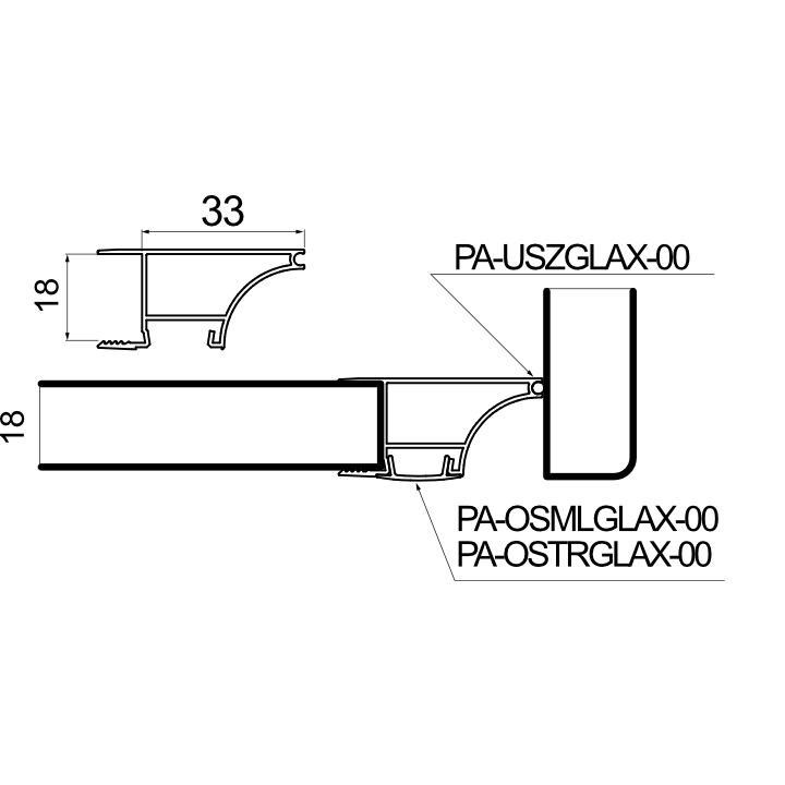 LED GLAX profilis lentynai 18mm, L-3m 5 LED GLAX profilis lentynai 18mm, L-3m 5