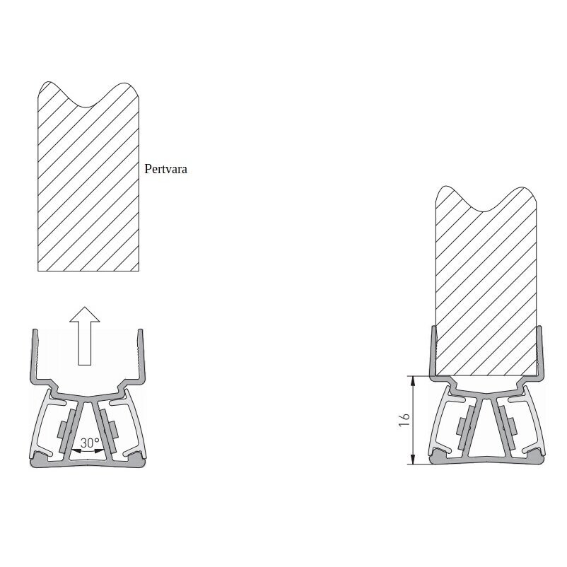 LED GLAX MINI profilis pertvarai 18 mm, dvipusis, siauras L-3 m, aliuminis 4 LED GLAX MINI profilis pertvarai 18 mm, dvipusis, siauras L-3 m, aliuminis 4