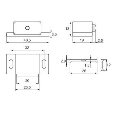Magnetukas 32 mm, baltas 5 Magnetukas 32 mm, baltas 5