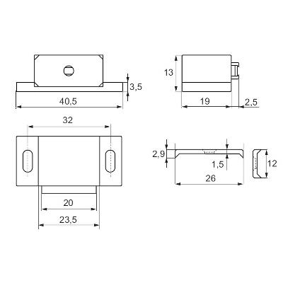 Magnetukas 32 mm, baltas 5 Magnetukas 32 mm, baltas 5