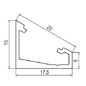 LED profilis kampinis 60/30, L-3 m 1 LED profilis kampinis 60/30, L-3 m 1