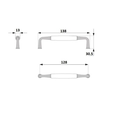 Rankenėlė porcelianinę UM-099, L-128 cm, sendintas žalvaris