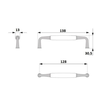 Rankenėlė porcelianinę UM-099, L-128 cm, sendintas žalvaris 1
