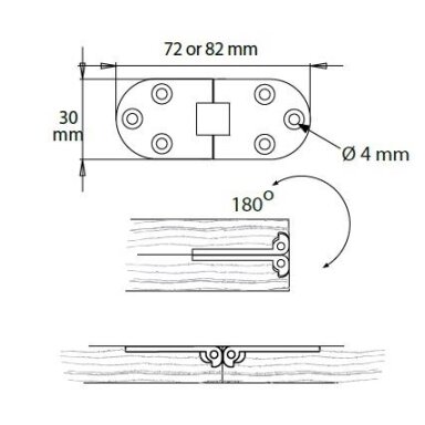 Siuvimo stalo lankstas 30x72x2 mm, antikine bronza