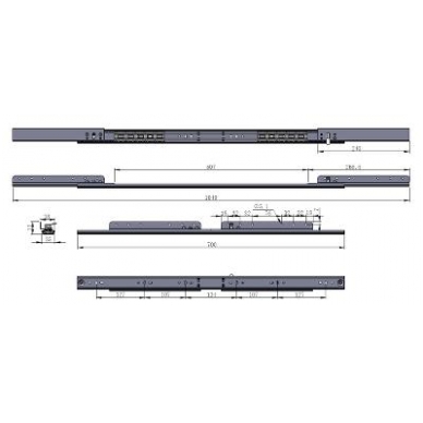 Sinchroninis stalo praplėtimo mechanizmas su stabdziu 1040/700/507 4 Sinchroninis stalo praplėtimo mechanizmas su stabdziu 1040/700/507 4