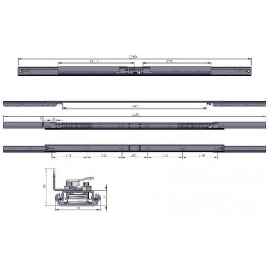 Sinchroninis stalo ištraukimo mechanizmas su stabdžiu 1250/1007/1830 mm 4