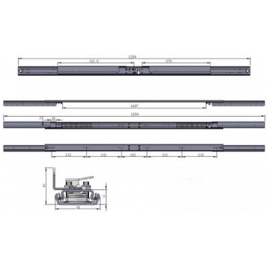 Sinchroninis stalo praplėtimo mechanizmas su stabdžiu 1250/1007/1830 mm 4 Sinchroninis stalo praplėtimo mechanizmas su stabdžiu 1250/1007/1830 mm 4