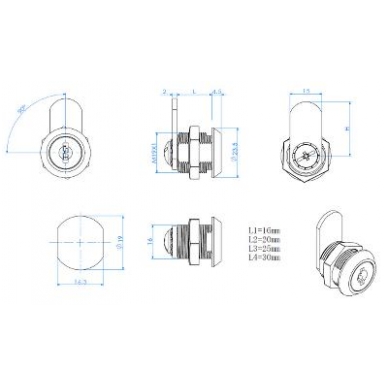 Spynelė universali MIC1925, 90°, 25 mm cilindras, su visrakčiu 2 Spynelė universali MIC1925, 90°, 25 mm cilindras, su visrakčiu 2