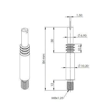 Sraigtas M8, 84 mm, "Fuerte" 2 Sraigtas M8, 84 mm, "Fuerte" 2