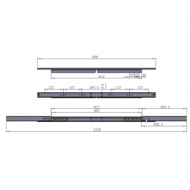 Stalo praplėtimo mechanizmas su stabdžiu 800/620/1220 mm 2 Stalo praplėtimo mechanizmas su stabdžiu 800/620/1220 mm 2