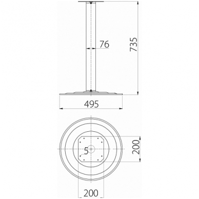 Stalo koja-bazė D.76x735 mm, bazė D.495 mm, chromas 1