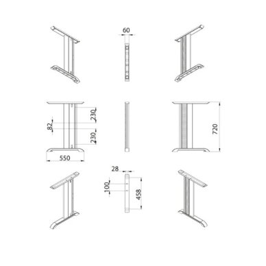 Stalo koja/rėmas metalinė DN-280, komplektas, pilka 1