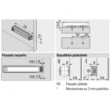 Durelių atmetėjo adapteris ilgas TIP ON , pilkas 2